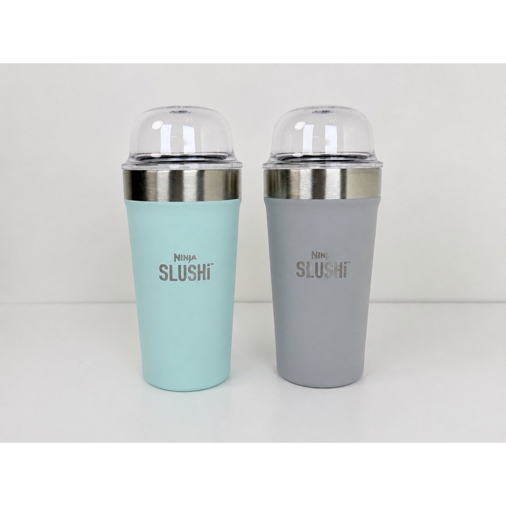 Ninja SLUSHi Set of 2 Insulated Bubble Cups Blue Gray 16 oz No Straws